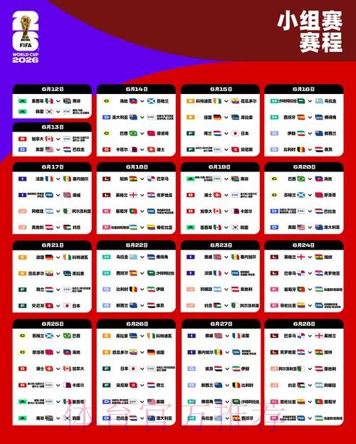 2026世界杯每日赛程实时